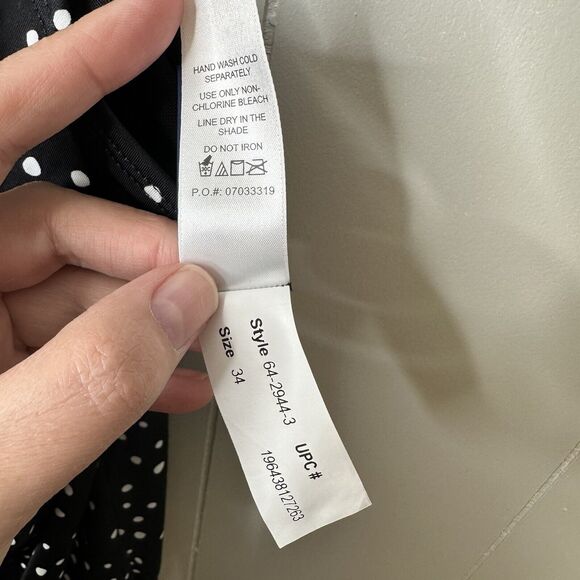 Swimsuits For All Plus Size 34 Black/White Dot Side Tie Blouson Tankini Top - Picture 12 of 16